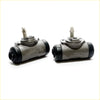 Pair of gray cast iron rear brake cylinders with black rubber end caps for toyota hilux 2wd 1988-1997
