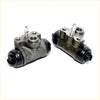 Gray metallic rear brake cylinder with black rubber caps and threaded fittings for mitsubishi galant eterna 1988-1993