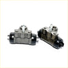 Gray metallic rear brake cylinders for mitsubishi galant eterna 1988-1993 with black rubber caps and threaded fittings