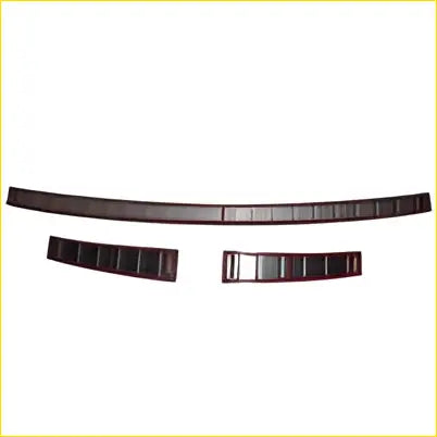 Black plastic rear bumper outer and inner protector strips for mitsubishi outlander 2022-2023 shown from the back