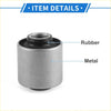 Rear control arm suspension bushing for toyota land cruiser made of silver metal and black rubber shown from back side