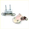 Silver metal rear door hinge set for toyota hilux 1983-1989 with two threaded bolts and spring mechanism shown from back side