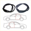 Black rubber rear door weatherstrip seals for mazda familia 323 glc sedan 1980-1985 shown coiled with application diagrams
