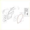 Technical schematic diagram of the back side of rear door weatherstrip seal assembly for datsun nissan sentra sunny b13 sedan