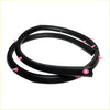 Rear door weatherstrip set for Nissan Sylphy N16 sedan with black rubber and pink plastic fasteners shown from back side