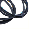 Rear door weatherstrip seals for nissan datsun sunny 120y b210 sedan in black rubber with blue and yellow fasteners