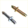Two metallic anchor bolts silver and gold finish with threaded sections for rear drum brake shoes adjuster nissan d21 720