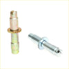 Two metallic rear drum brake shoes adjusters for toyota hilux with brass and silver gear-driven fasteners