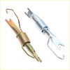 Two metallic brake shoe return springs one brass-colored and one silver-toned for rear drum brake shoes adjuster toyota hilux