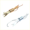 Two metallic brake shoe return springs in gold and silver with coiled sections for toyota hilux 2015-2023 rear drum brakes