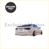 White modified sedan rear view showing sleek alloy wheels and a rear duck tail spoiler for toyota mark x 2010+