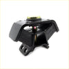 Rear engine mount for toyota hilux 1988-1997 made of black rubber with brass-colored hex bolt and threaded rod