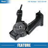 Black rear engine support mount for Toyota Caldina 2002-2007 with textured rubber pad and metal bolts back view