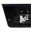 Back view of black plastic rear gate handle with silver metal latch for nissan navara ute d40 2004-2014