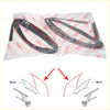 Black rubber rear glass run channel set showing backside with window regulator guide tracks for toyota hilux models
