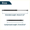 Black metal rear hatch lift support gas spring for toyota auris e15 hatchback with extended and compressed lengths shown