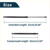 Black metal gas spring with extended and compressed length measurements for rear hatch lift supports toyota c-hr 2017-2023