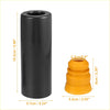 Black and orange rubber rear jounce bumper dust covers for Toyota 4wd ute offroad suspension systems