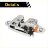 Rear left liftgate door lock actuator for toyota tacoma silver metal trunk latch with orange release button and black rubber parts