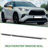 Rear left silver metallic weatherstrip window seal made of durable material for toyota highlander 2011-2013 shown from back side
