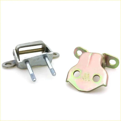 Rear lh door hinges for toyota hilux 1986 showing silver and pink metallic metal brackets with threaded bolts