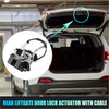 Black plastic and metal rear liftgate door lock actuator motor with cable for toyota sienna trunk release back side view