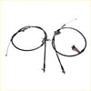 Black rear parking brake cables with metallic connectors for Nissan Navara D22 YD25DDTi 1997-2004 shown from the back