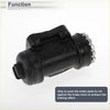 Black cast iron brake shoe with toothed metal end for rear right brake wheel cylinder on 1972-1980 toyota land cruiser