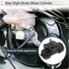 Black rear right brake wheel cylinder for toyota land cruiser with metallic bolt and mounting holes shown from back side