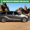 Rear right door window belt weatherstrip in black rubber for gray metallic toyota sienna minivan 2011-2020 back side view