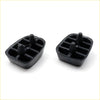 Black rubber rear bumper bar ends for mazda familia 1964-1977 showing back side with three conical protrusions