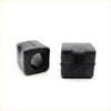 Black rubber square foot protectors with central hole and rounded edges for rear stabilizer shaft on nissan leopard gx