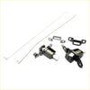 Black plastic and metal rear tail gate lock set with spring mechanism for Nissan Navara D23 NP300 2014-2021 back side view