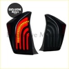 Back side of black led rear tail lamps for Toyota Prius 2010-2015 with sleek curved red and amber light strips