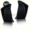 Black plastic rear tail lamps for toyota prius 2010-2015 with glossy finish and curved ribbed design backside view