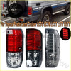 Set of three red and clear lens led rear tail lights for toyota prado land cruiser models showing back side