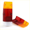 Rear tail light lens for nissan datsun 720 1980-1986 red and amber plastic assembly with clear base shown from back side