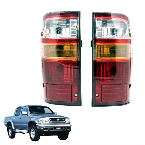 Red and amber rear tail lights with black trim designed for toyota hilux ln154 ln169 ln172 kzn165 d4d pickups