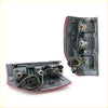 Back side of black plastic rear tail light set with red trim and wiring for ford ranger t6 xlt px wildtrak 2012-2021