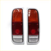 Pair of chrome-finished rear tail light set with red and clear lenses for Toyota Hilux 2nd Gen 1972-1978