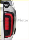Back side of rear tail lights for Nissan Navara NP300 with sleek black housing and vibrant red illumination