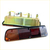 Rear tail lights x2 for datsun nissan 610 620 ute 1972-1979 with amber red lenses and clear integrated led section back view