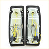 Back side of chrome finished rectangular rear tail lightset with black rubber trim and wiring for nissan datsun 720 1980-1989