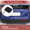 Black plastic rear tow hook cover for toyota prius 2016-2018 models shown from the back side