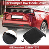 Black plastic rear tow hook cover for toyota prius 2021-2022 with sleek contoured design shown from back side
