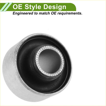 Silver and black rear track control arm bushing for toyota nadia 1998-2003 with ribbed inner ring matching oem specs