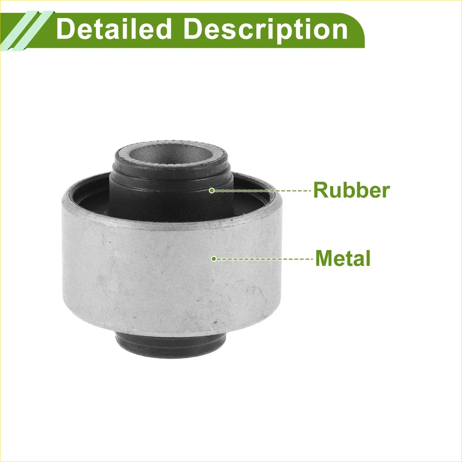 Rear track control arm bushing for Toyota Nadia with silver metal and black rubber inserts shown from the back side