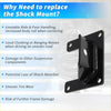 Black painted metal rear upper shock mount with mounting holes and pivot point for 1996-2002 toyota 4runner