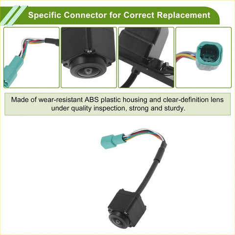 Black abs plastic rear view backup camera for Toyota Land Cruiser 2017-2021 with clear lens and teal connector housing