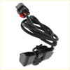 Black braided cable with red and yellow wire connector attached to clip for rear view backup camera on chevrolet silverado